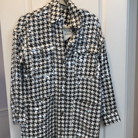 NWT Zara Sequin Houndstooth Coat/Dress. - Picture 3 of 10